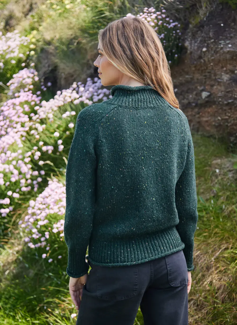 Fisherman Donegal Fleck Saddle Shoulder Sweater