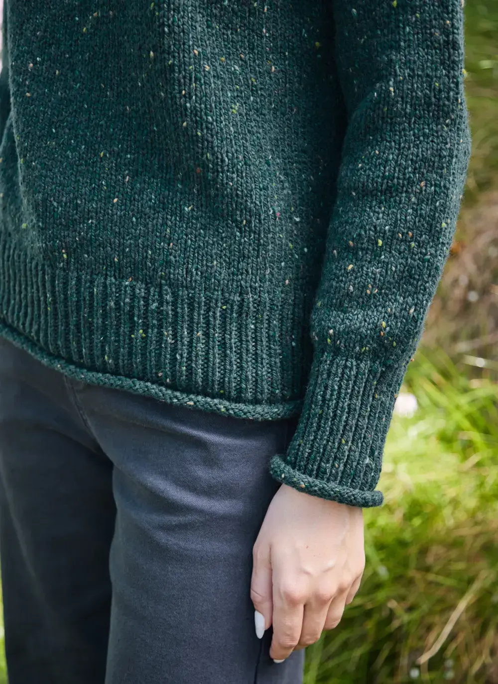 Fisherman Donegal Fleck Saddle Shoulder Sweater