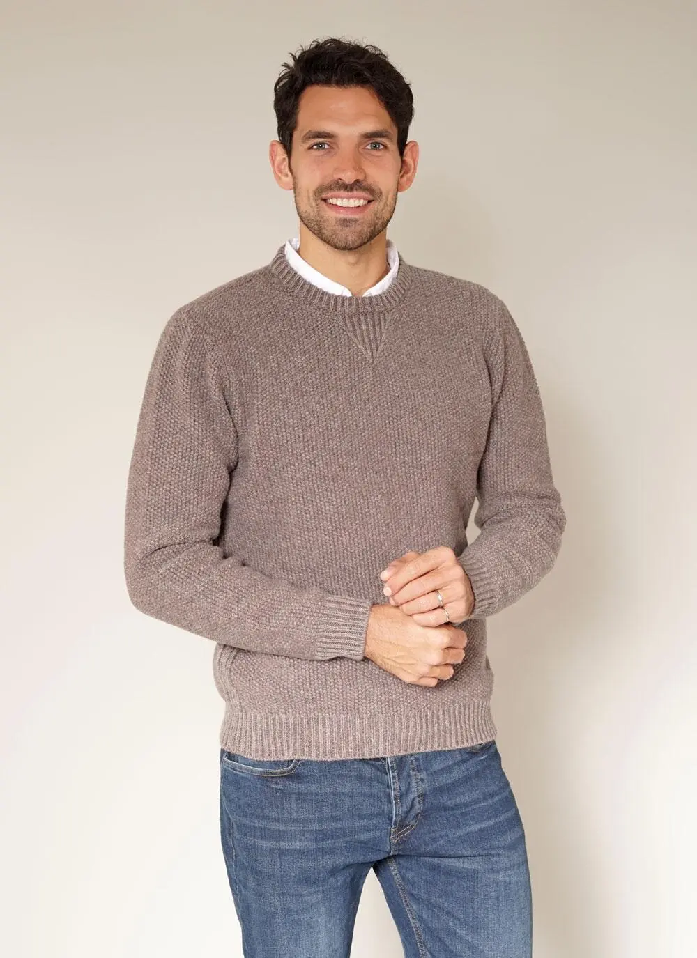 Fisherman Seed Stitch Crew Neck Sweater