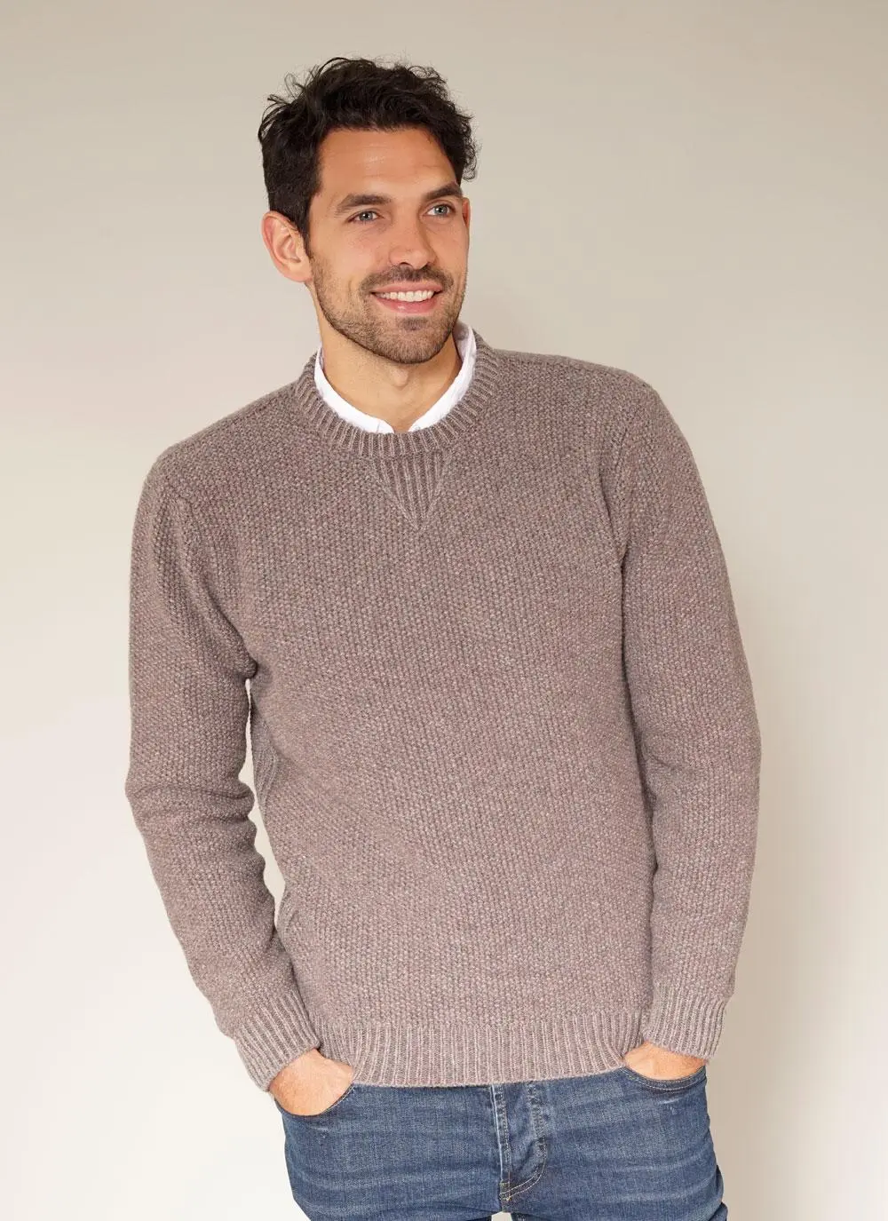 Fisherman Seed Stitch Crew Neck Sweater
