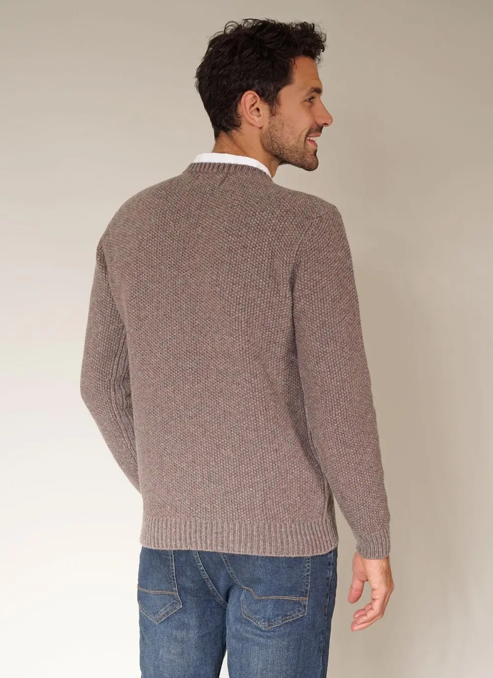 Fisherman Seed Stitch Crew Neck Sweater