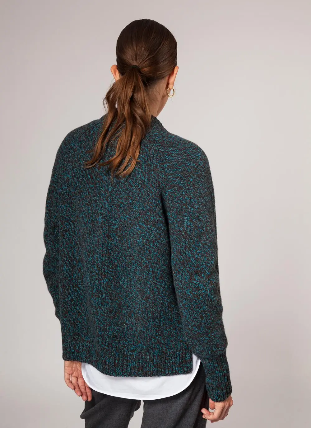 Fisherman Wool Cashmere Ribbed Cuff Cardigan