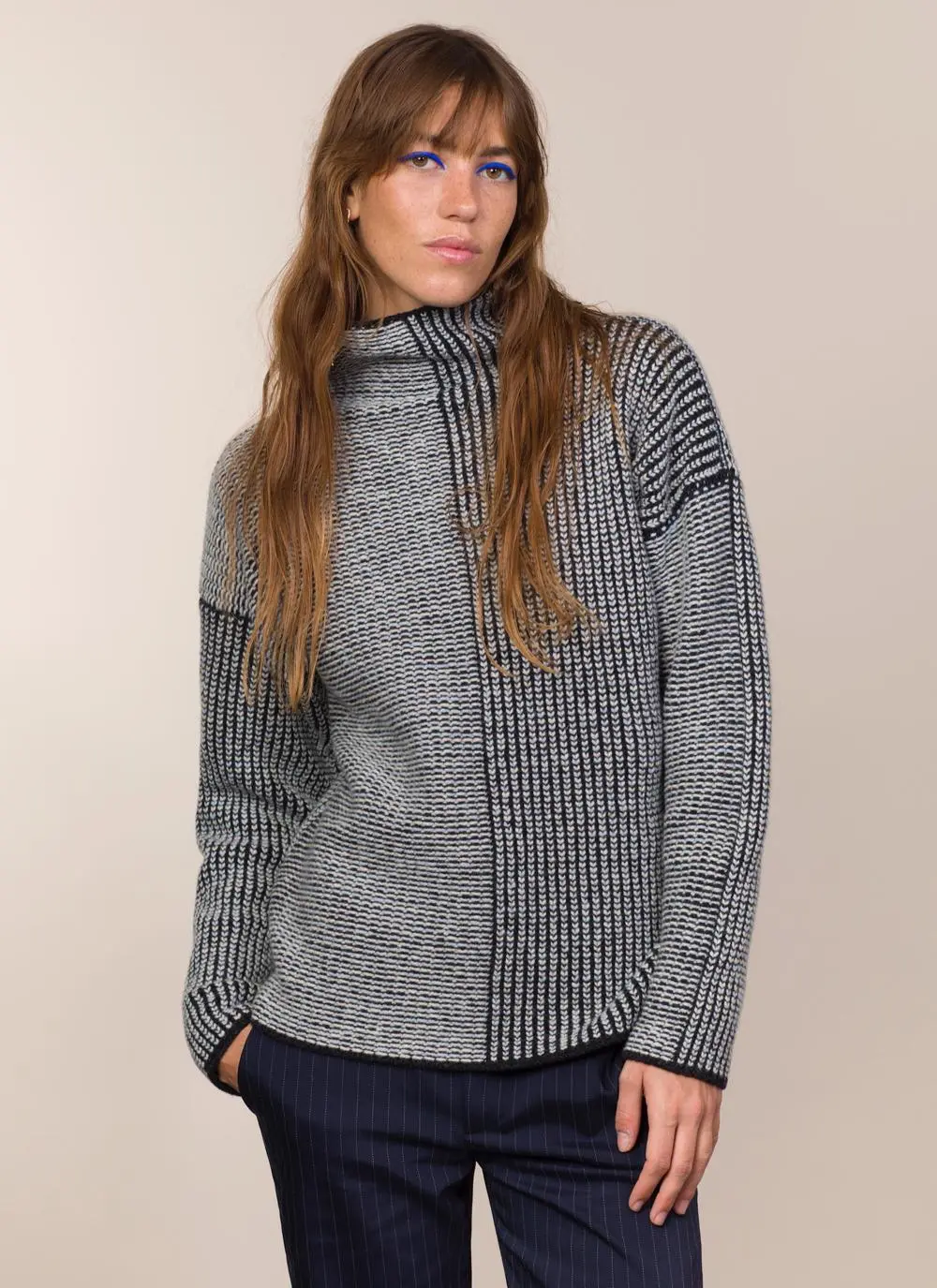 Fisherman Wool Cashmere Funnel Neck Sweater