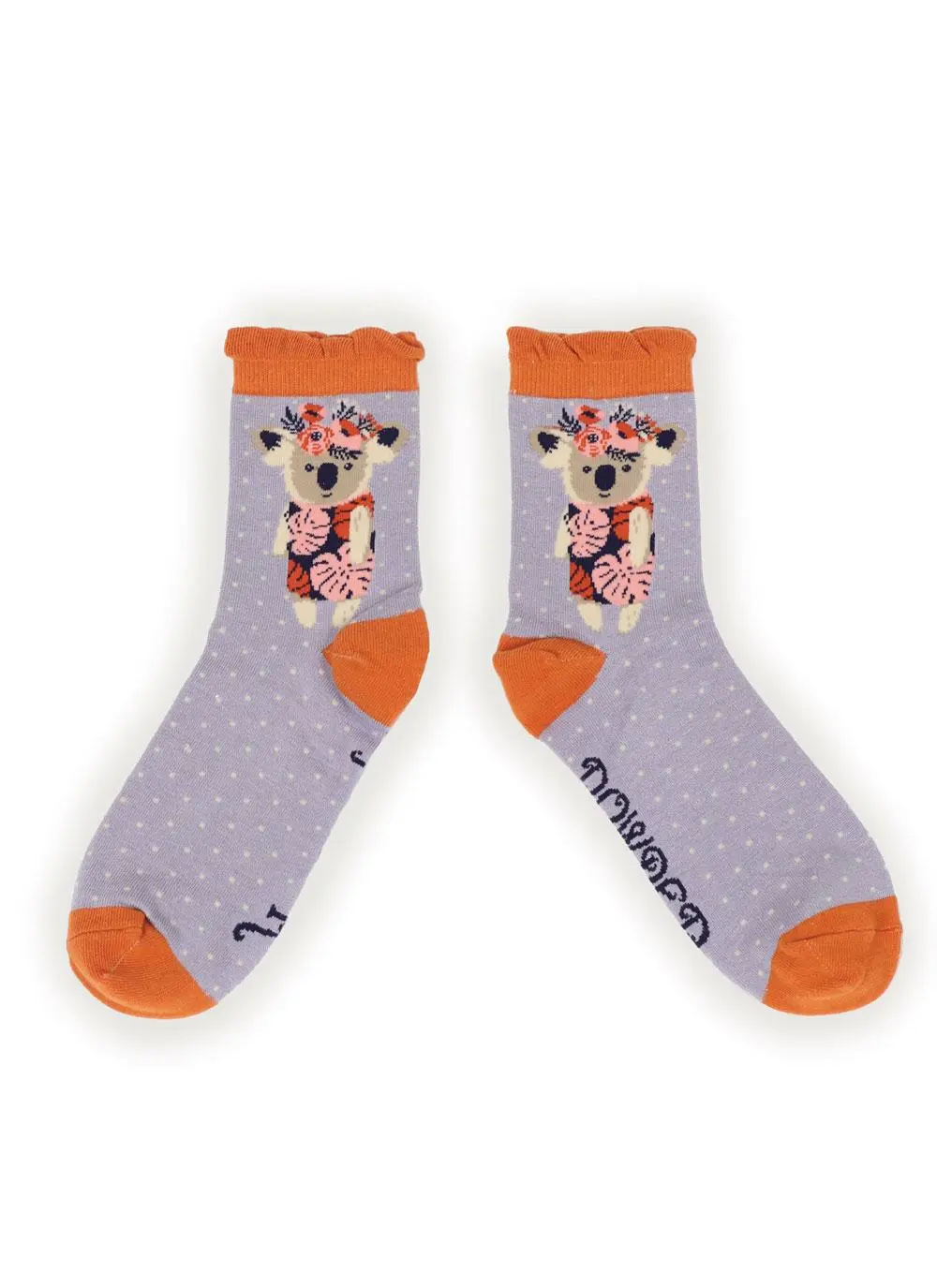 Ladies Floral Koala Ankle Socks Set of 2