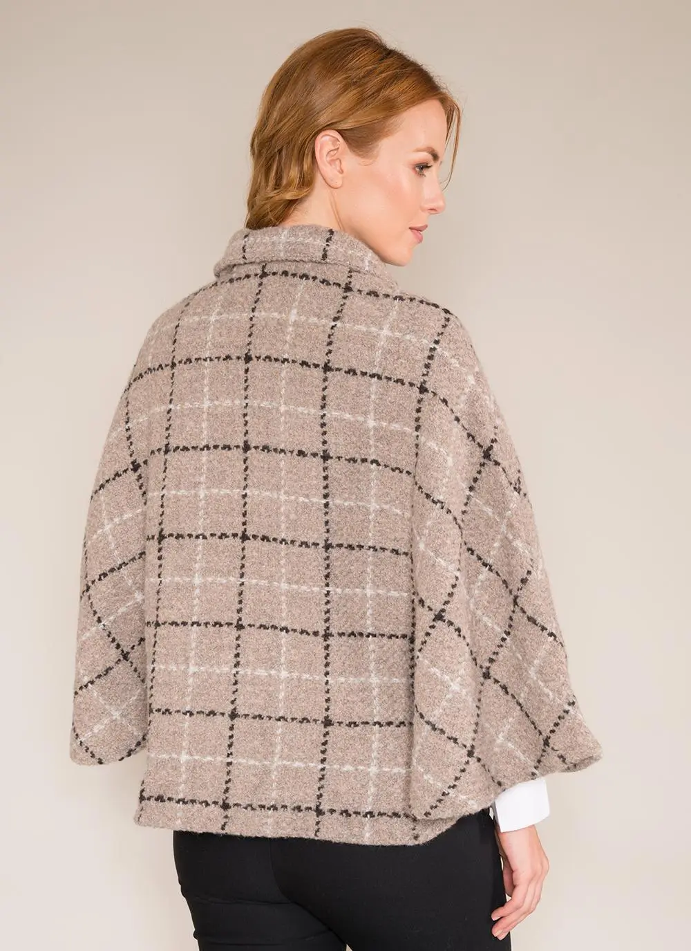 Freda Beige Check Cape