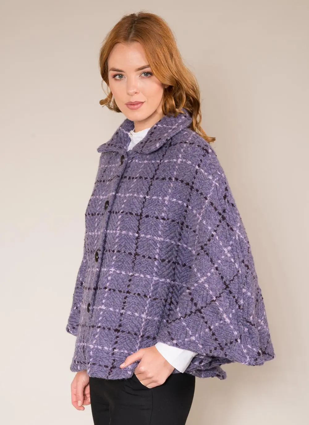 Freda Violet Check Cape