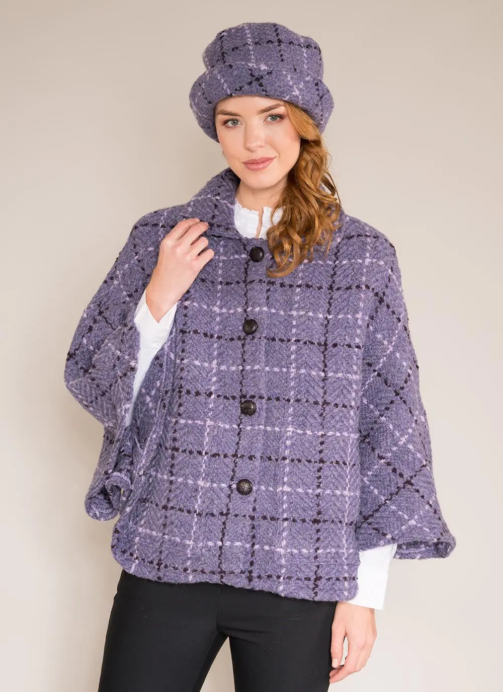 Freda Violet Check Cape