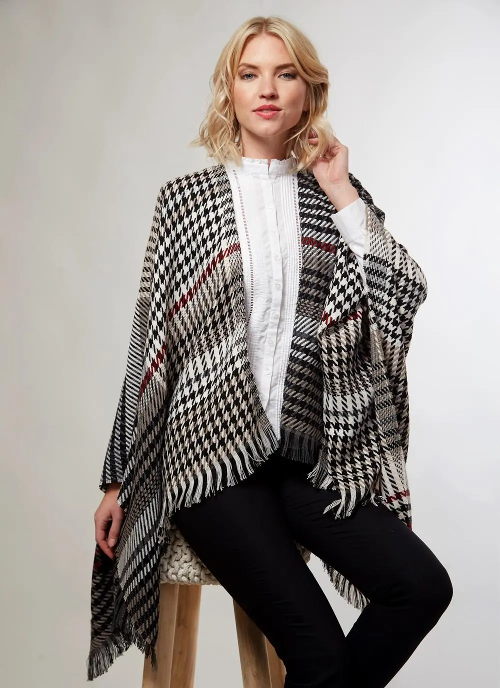 Fringed Plaid Shawl