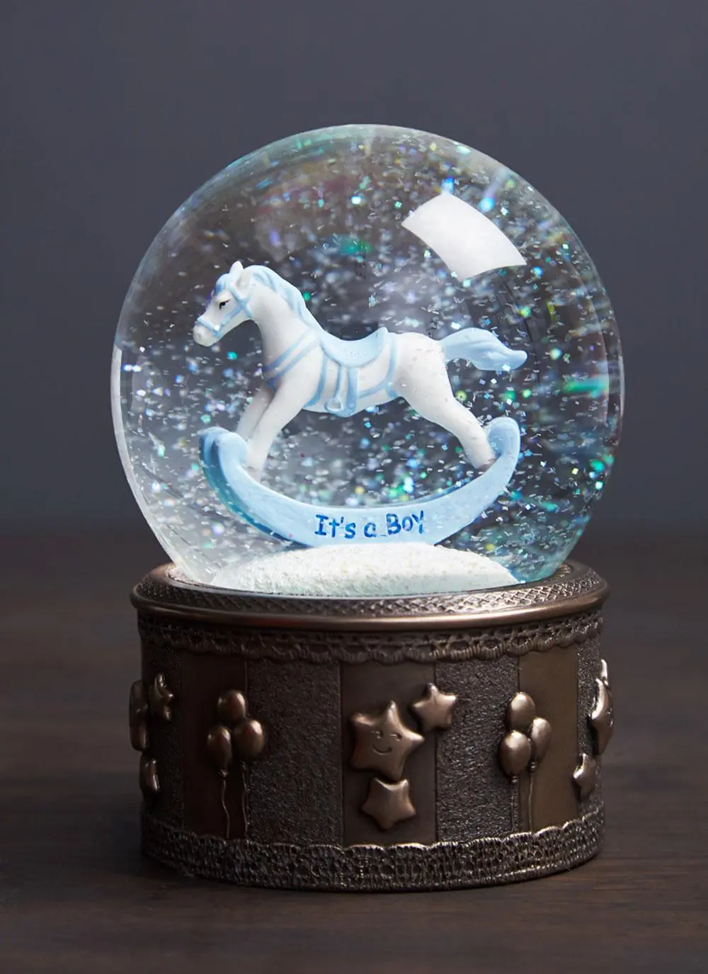 Rocking Horse Snow Globe - Boy