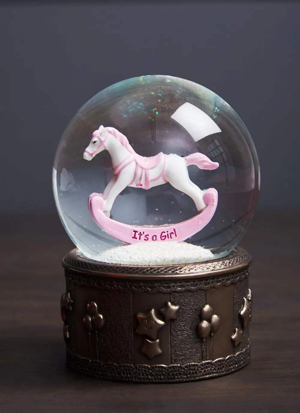 Rocking Horse Snow Globe - Girl