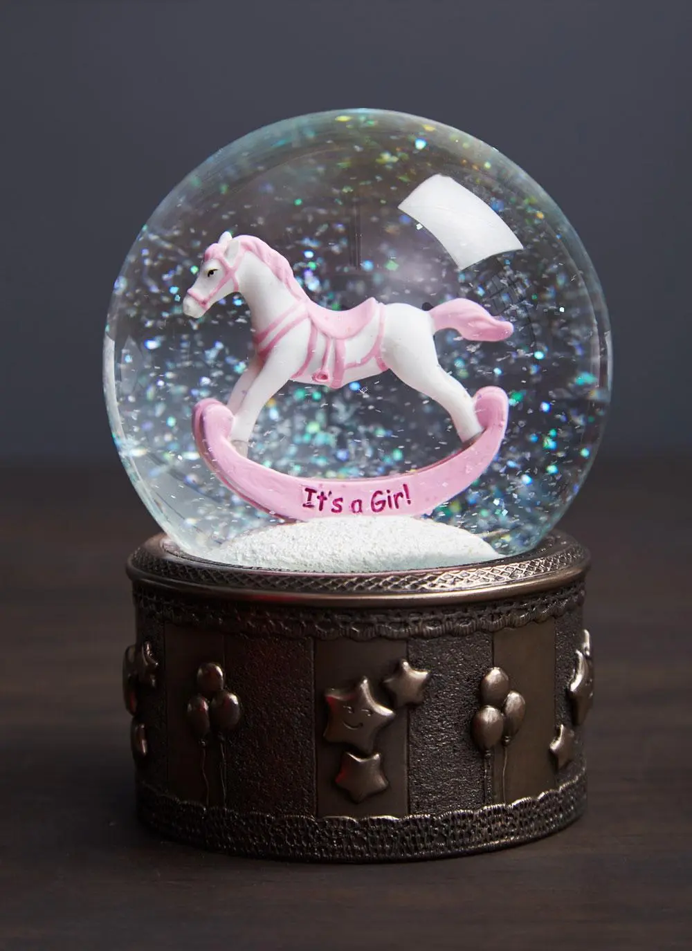 Rocking Horse Snow Globe - Girl