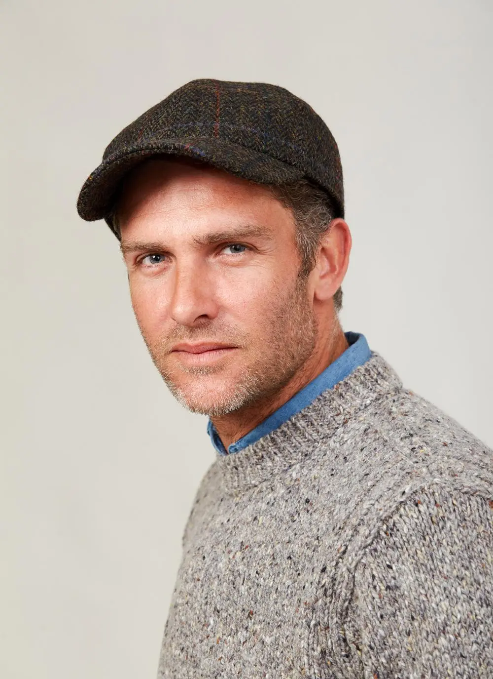 Gents Tweed Baseball Cap with Ear Flaps