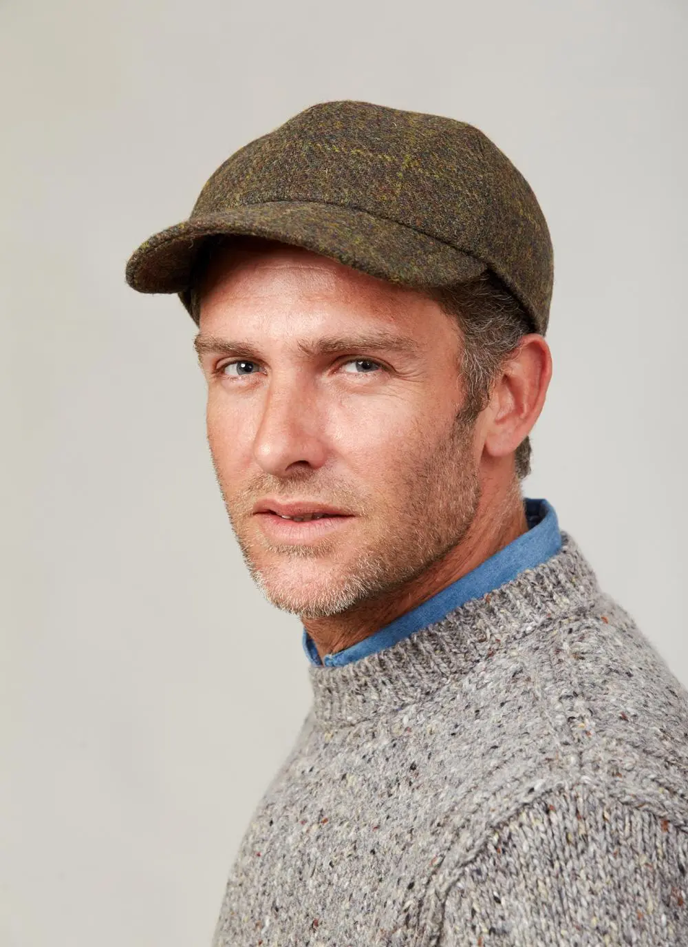 Gents Tweed Baseball Cap with Ear Flaps