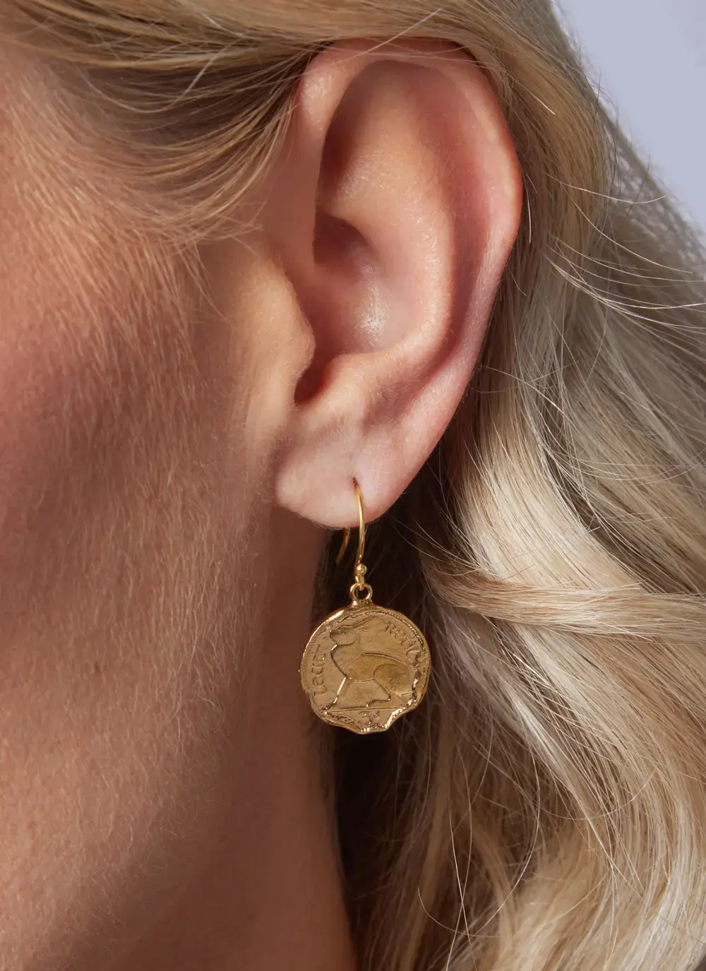 Gold Vermeil Irish 3 Pence Coin Earrings