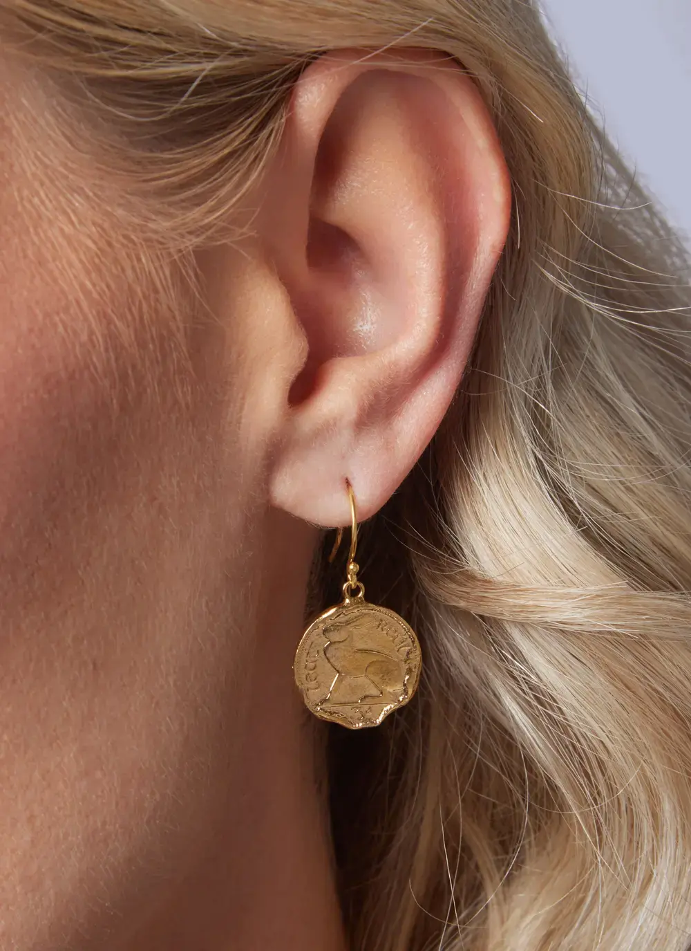 Gold Vermeil Irish 3 Pence Coin Earrings