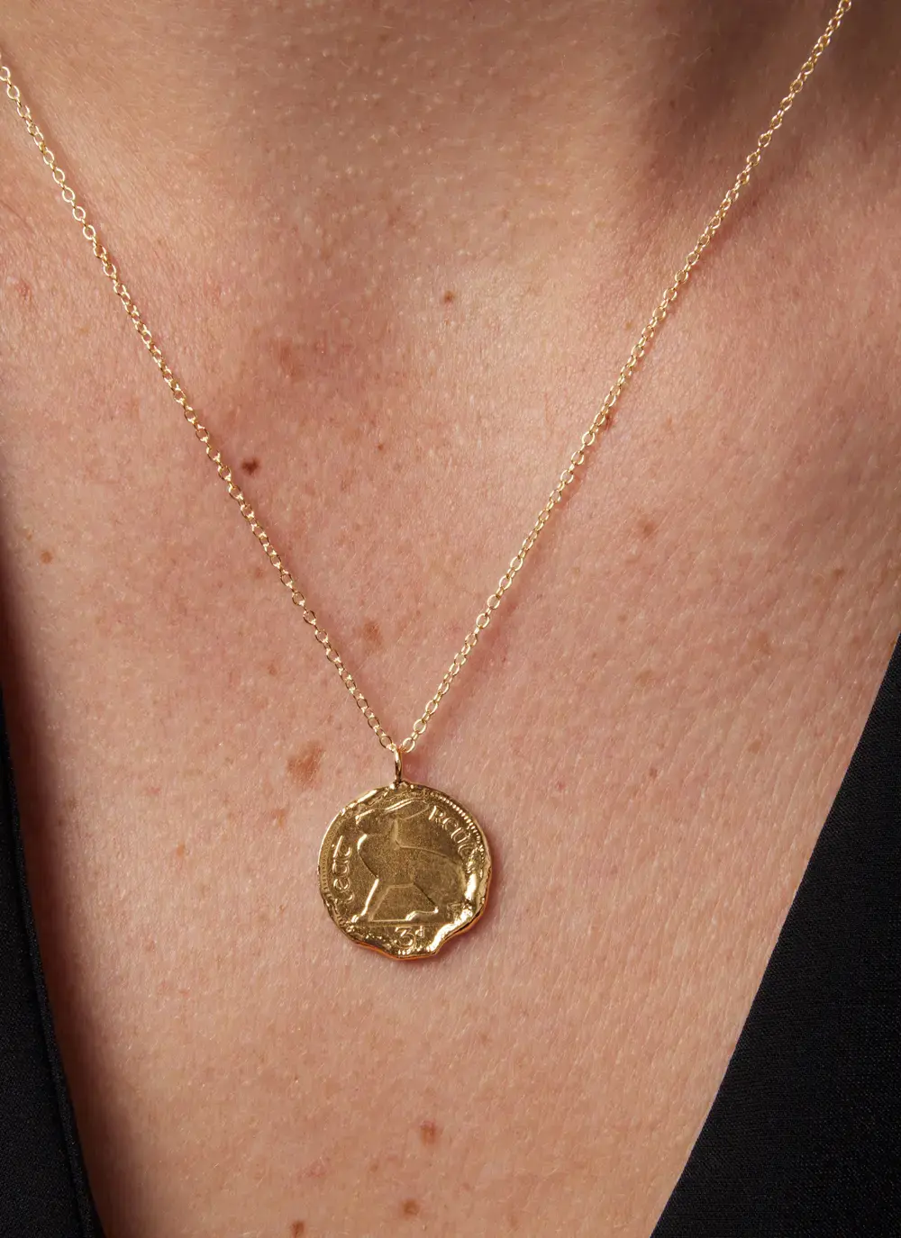 Gold Vermeil Irish 3 Pence Coin Pendant