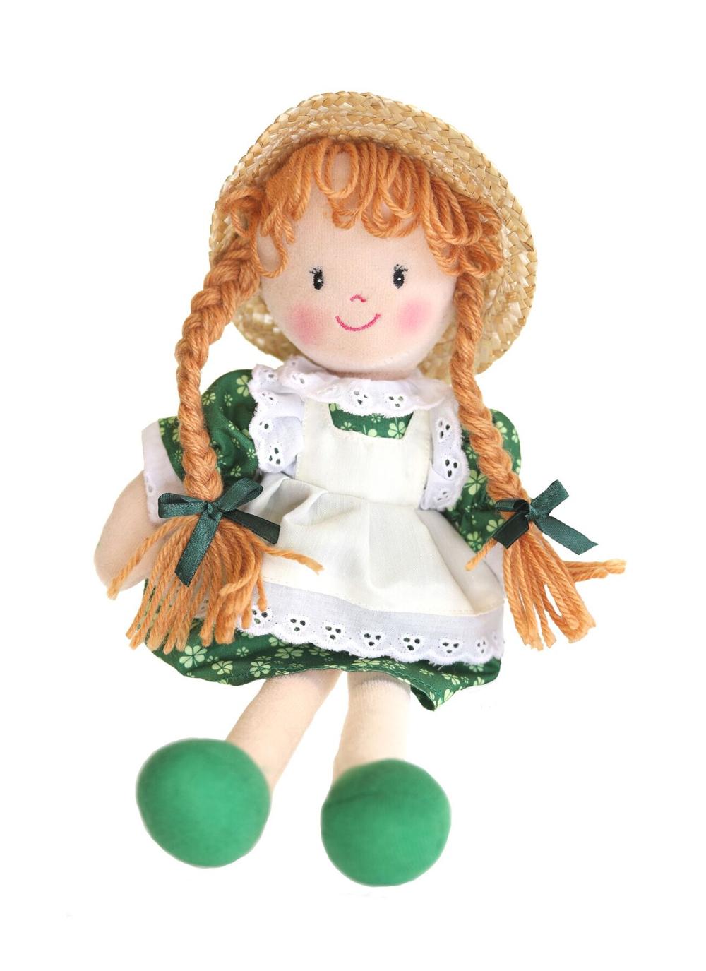 Grainne The Irish Rag Doll In A Dress And Apron With Straw Hat 