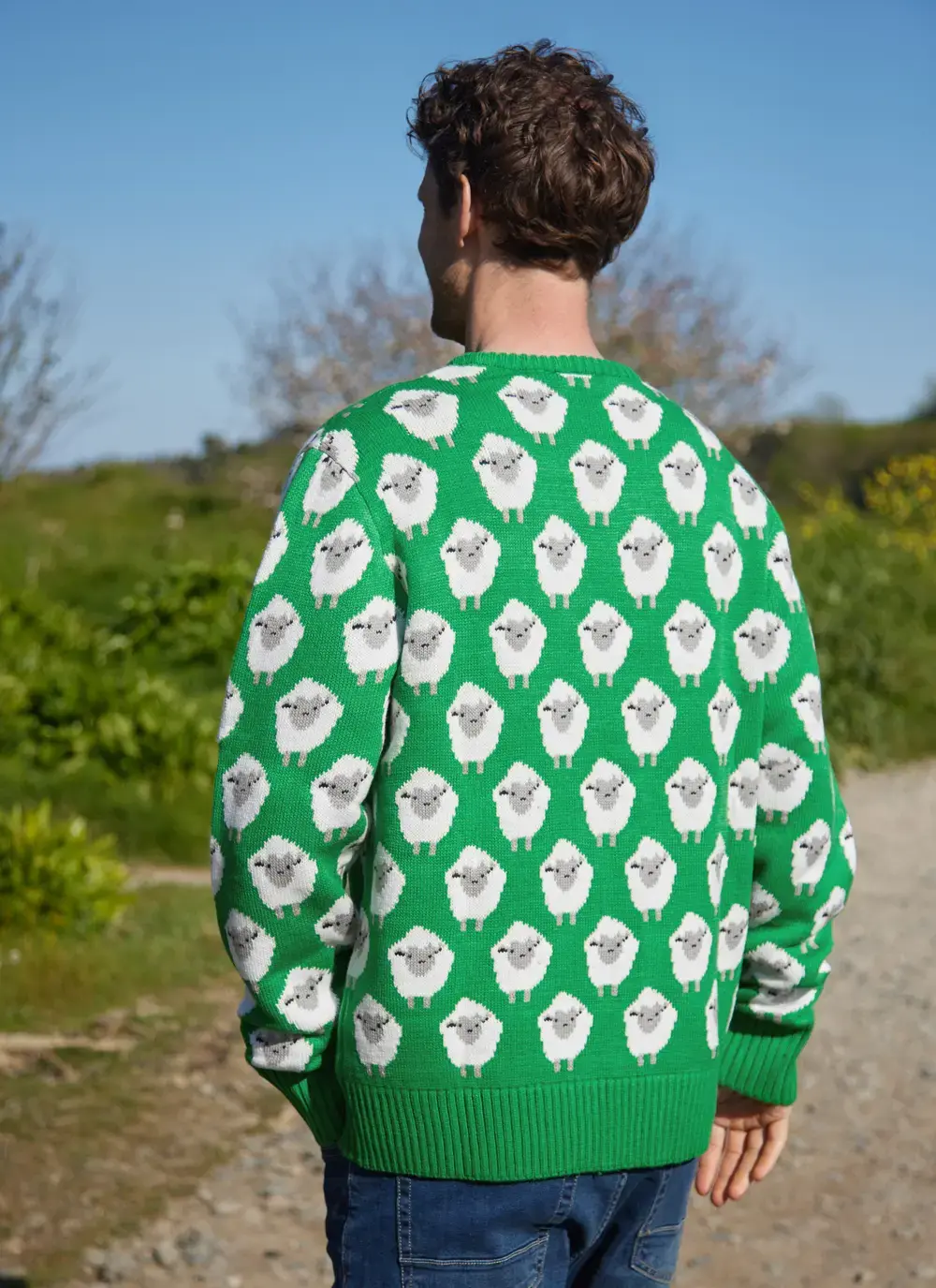 Unisex Green Knit Sheep Sweater