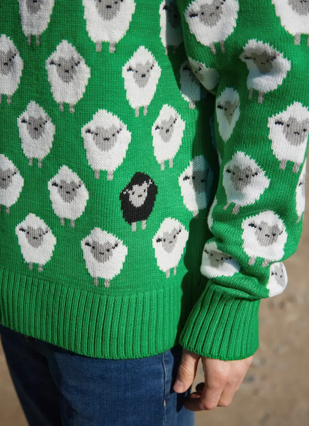 Unisex Green Knit Sheep Sweater