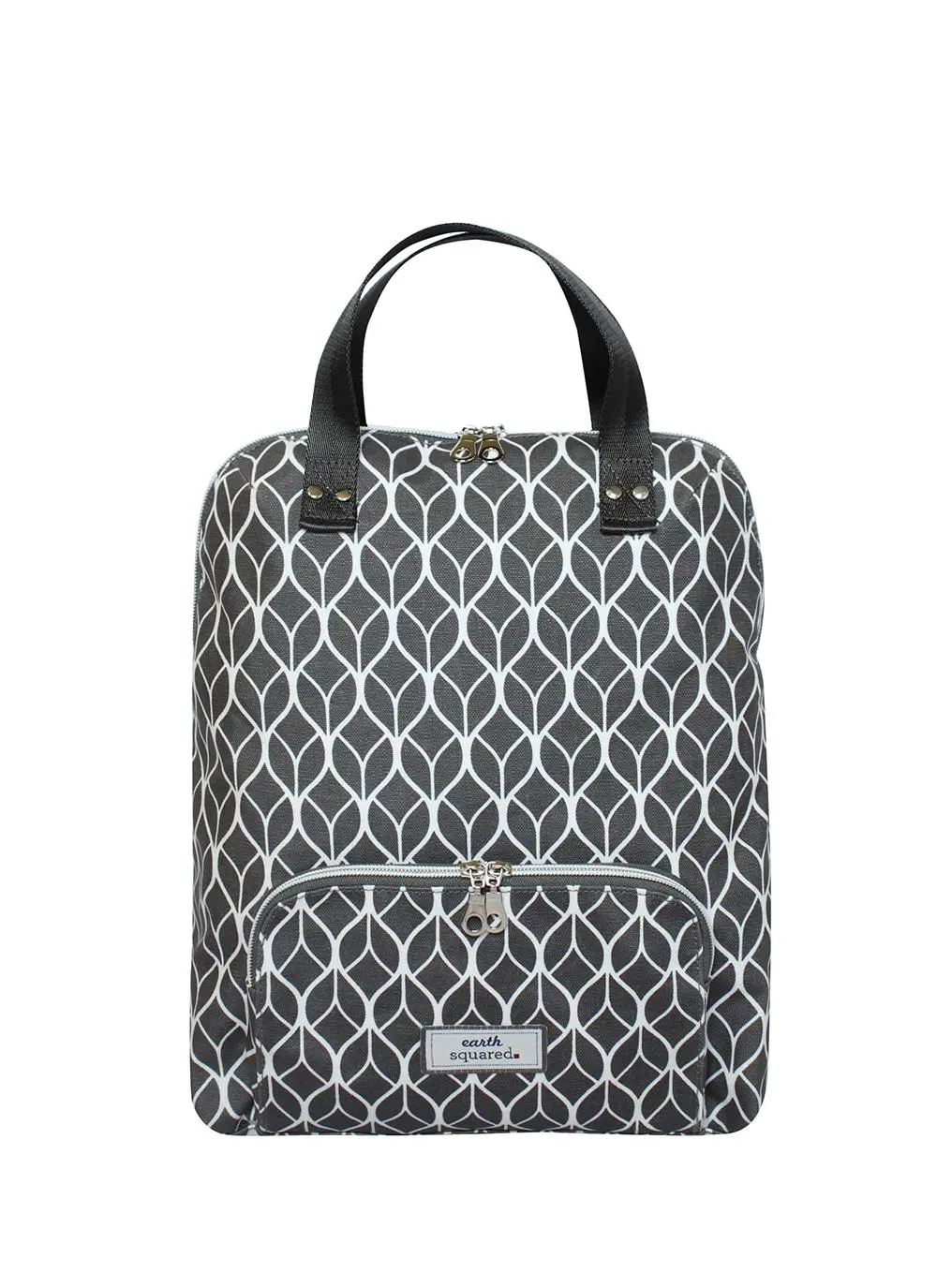 Grey Geometric Oil Cloth Backpack