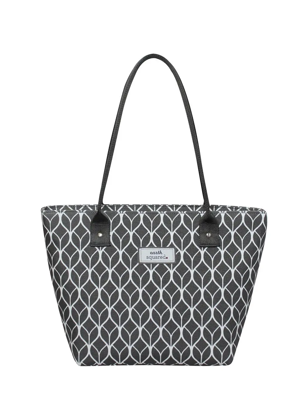 Grey Geometric Oil Cloth Tote Bag