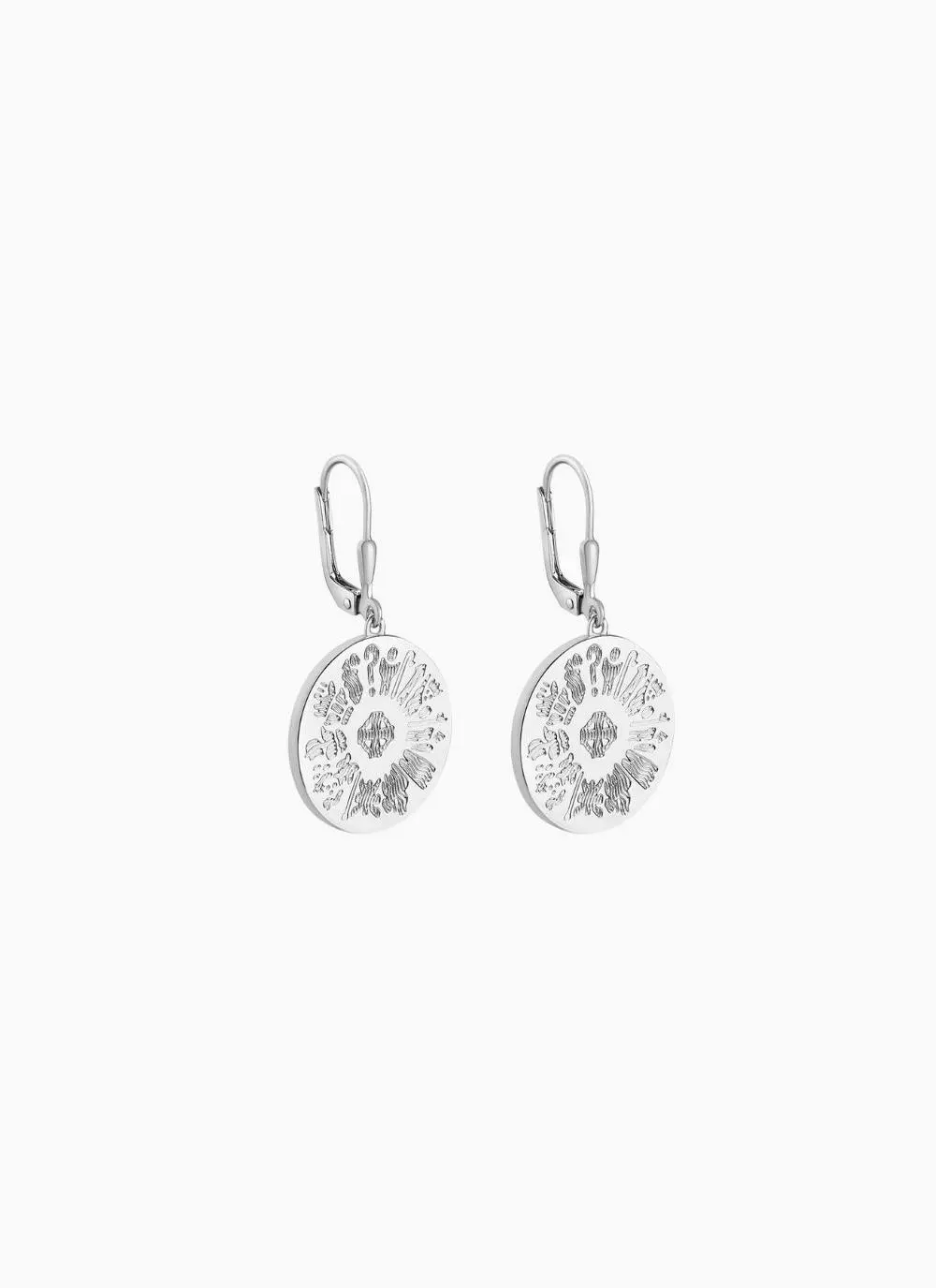 Sterling Silver History of Ireland Round Drop Earrings
