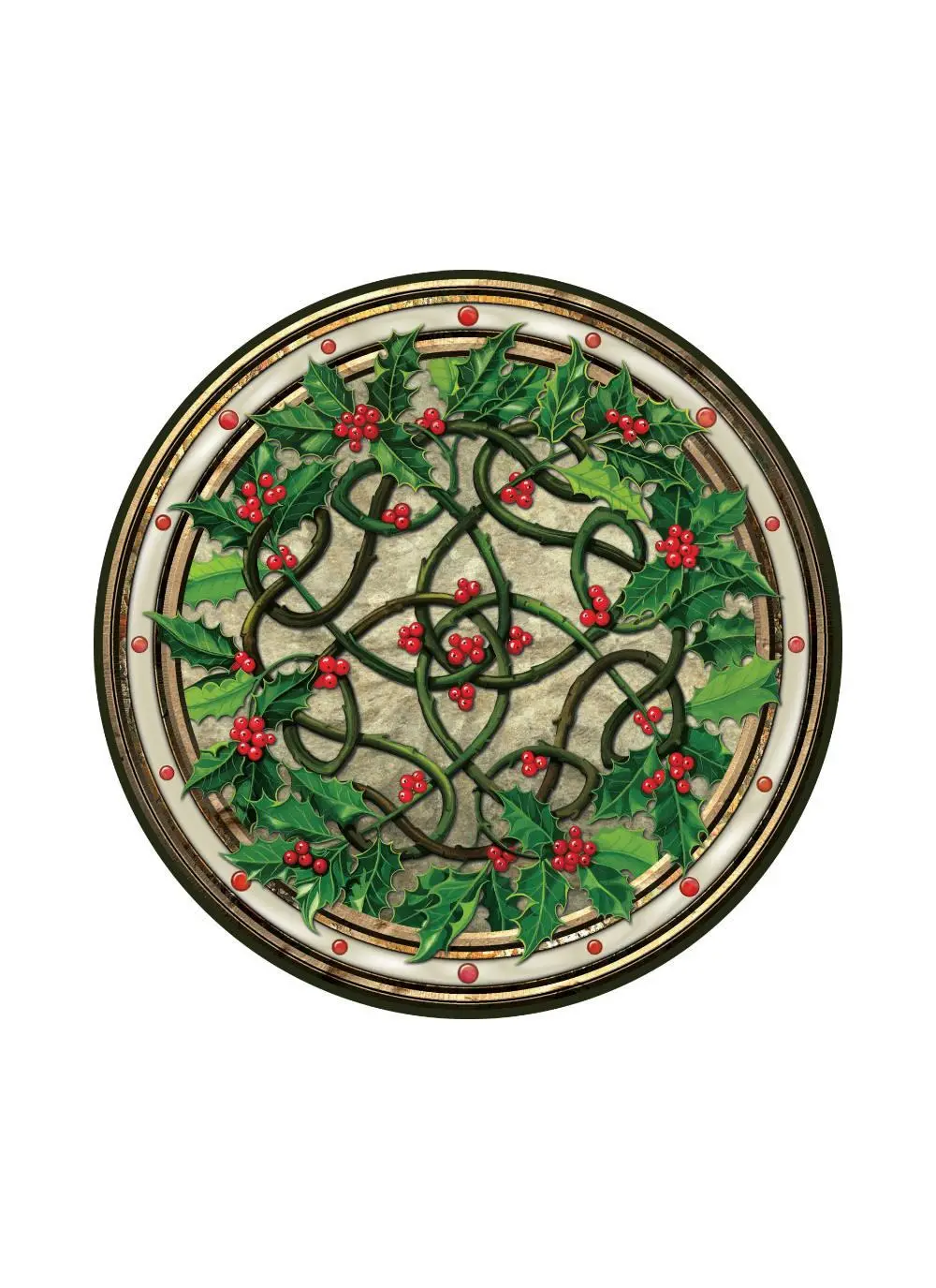 Holly Wreath Coasters Set of 4