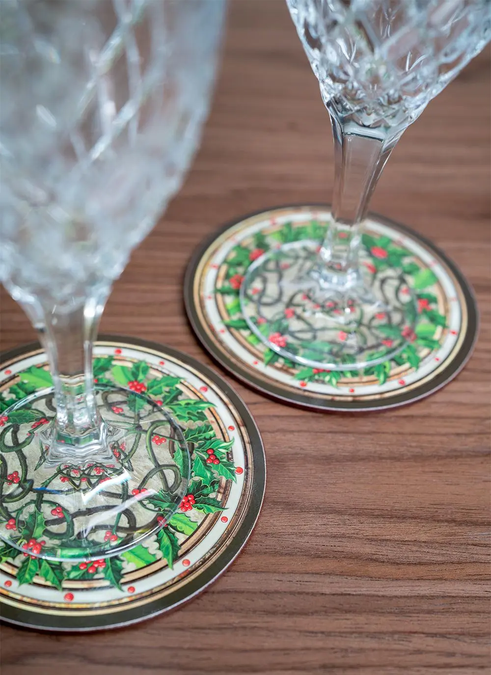 Holly Wreath Coasters Set of 4