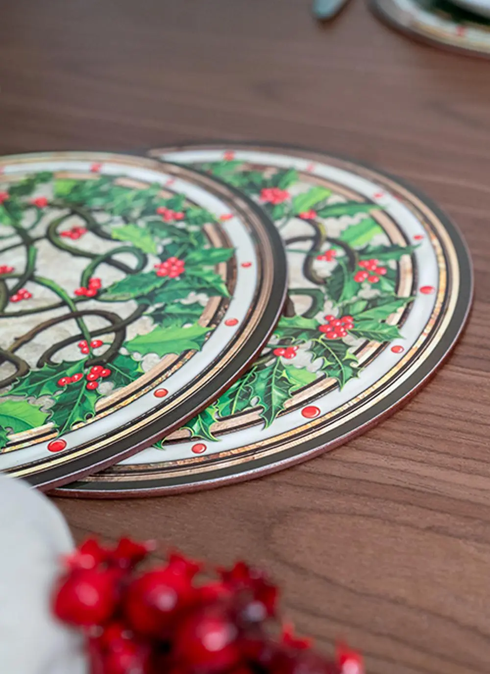 Holly Wreath Placemats Set of 4