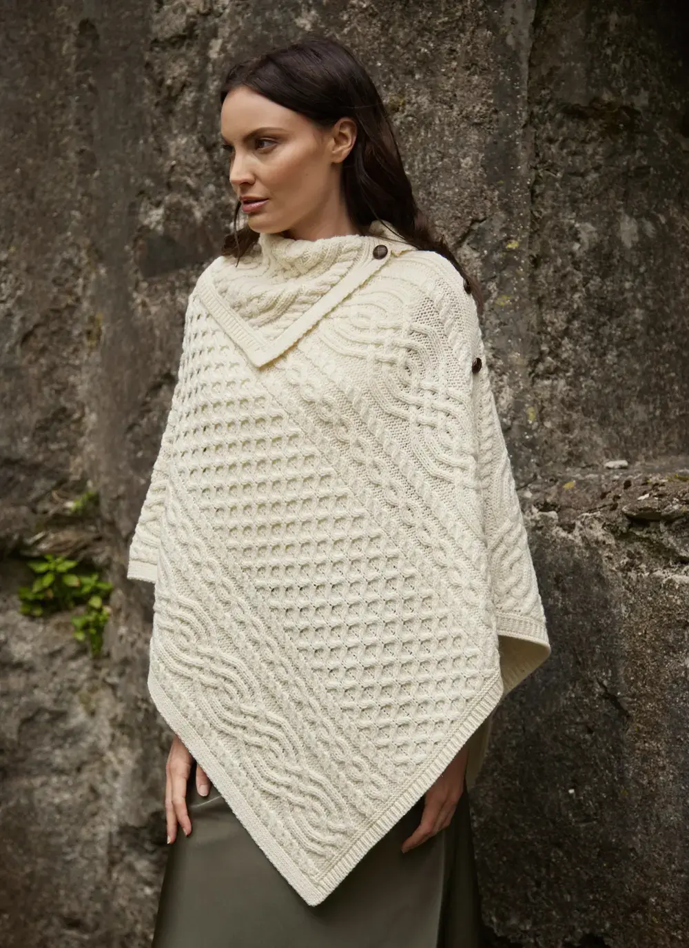 Honeycomb Cable Button Poncho 