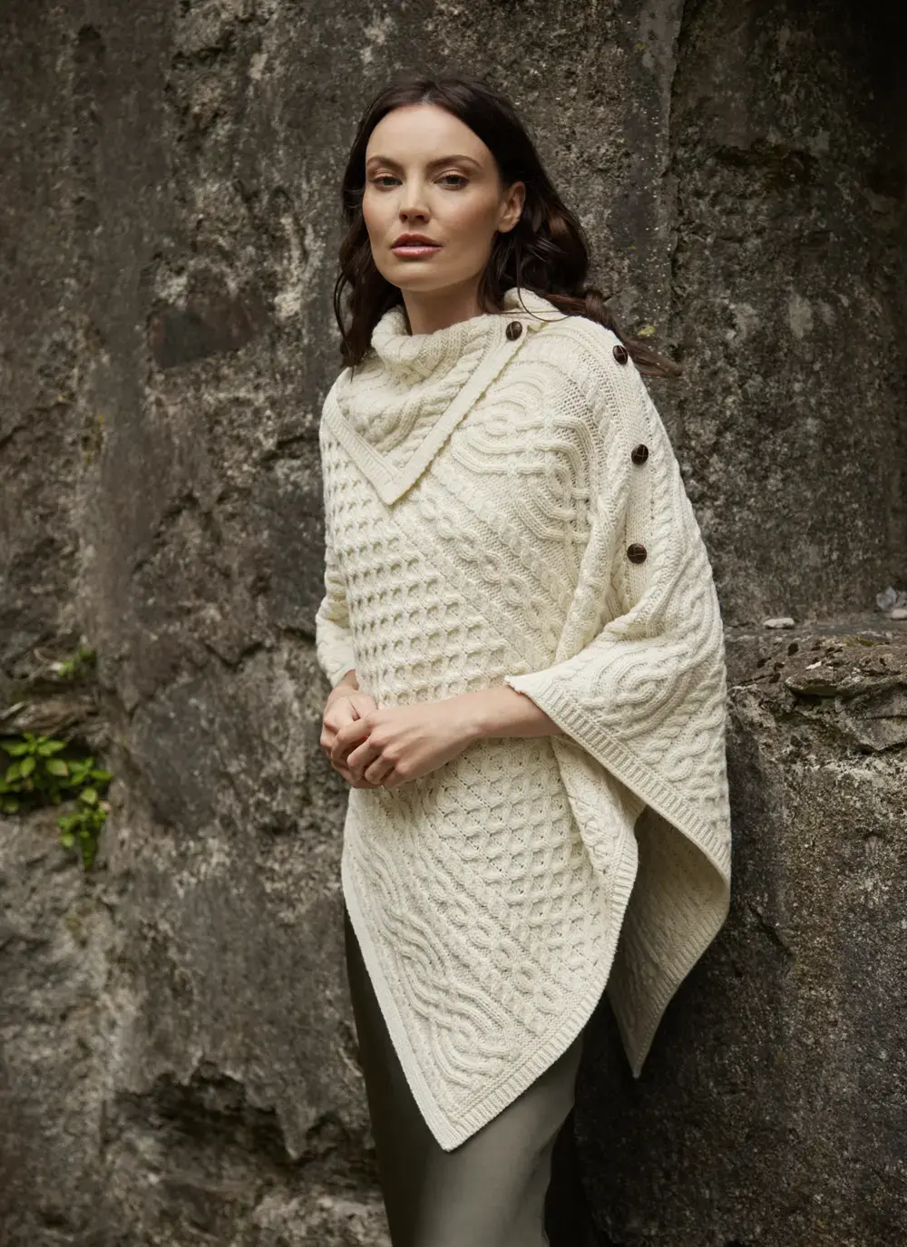 Honeycomb Cable Button Poncho 