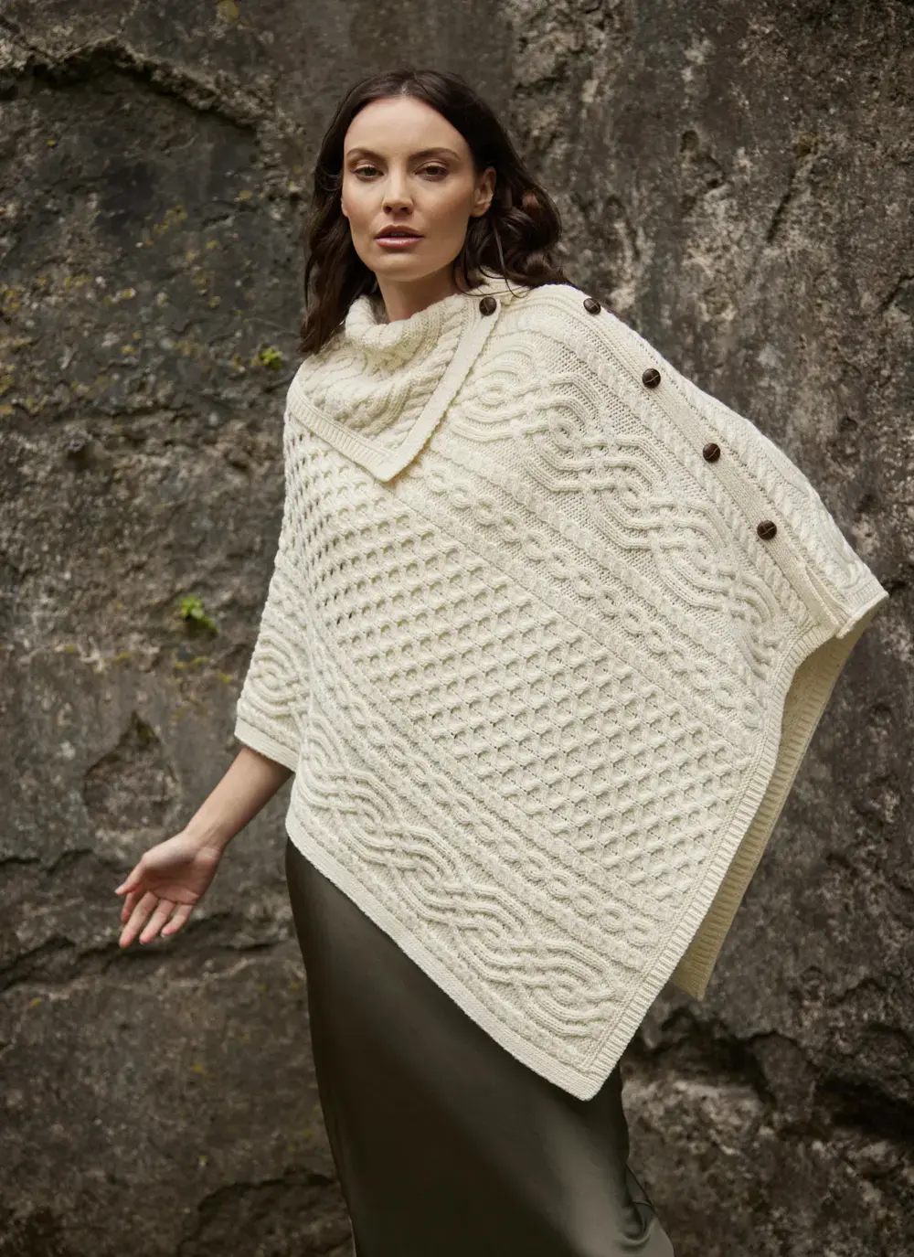 Honeycomb Cable Button Poncho 