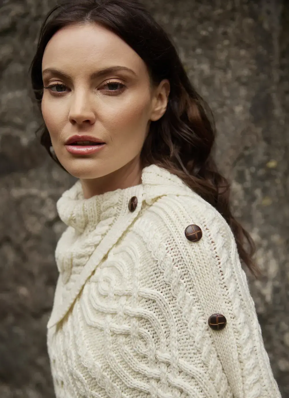 Honeycomb Cable Button Poncho 