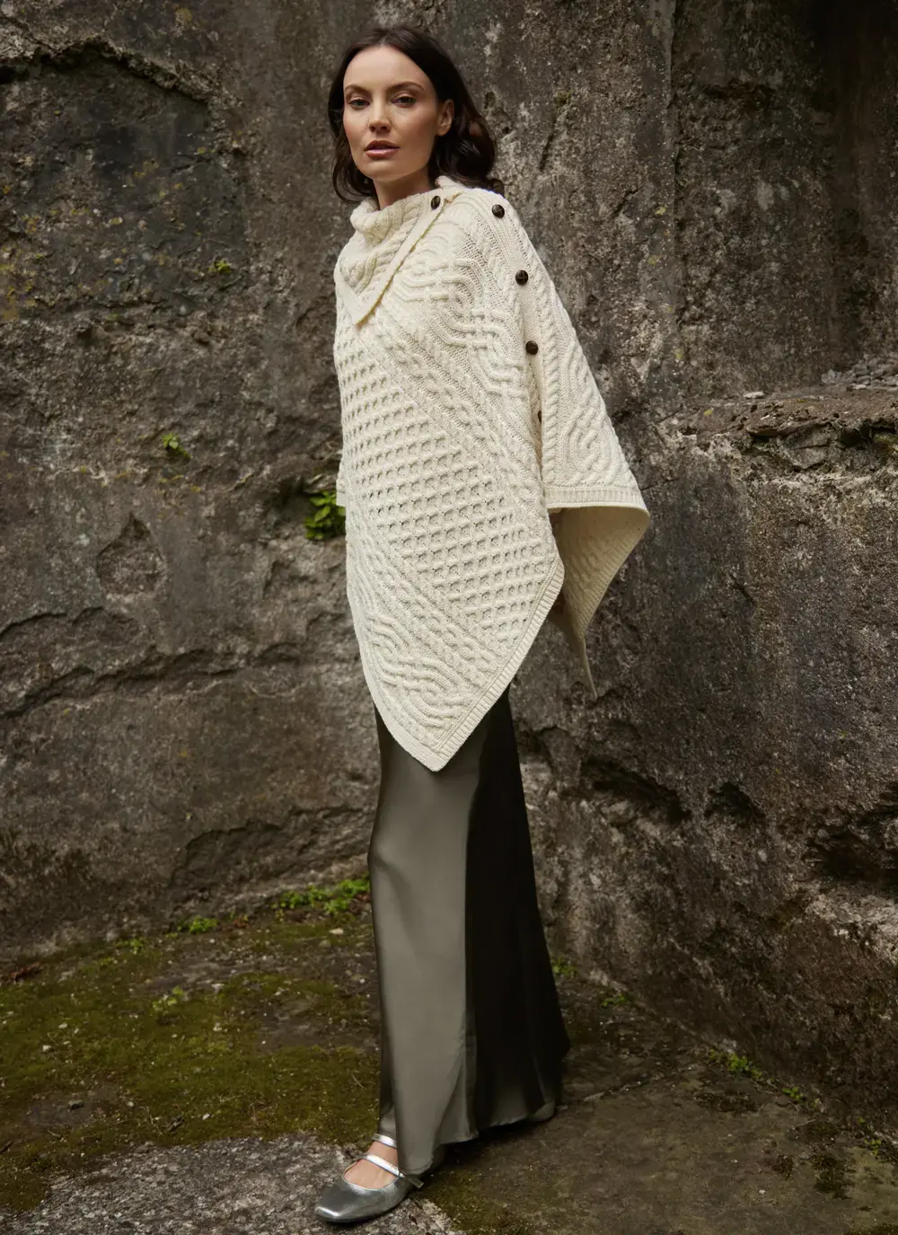 Honeycomb Cable Button Poncho 
