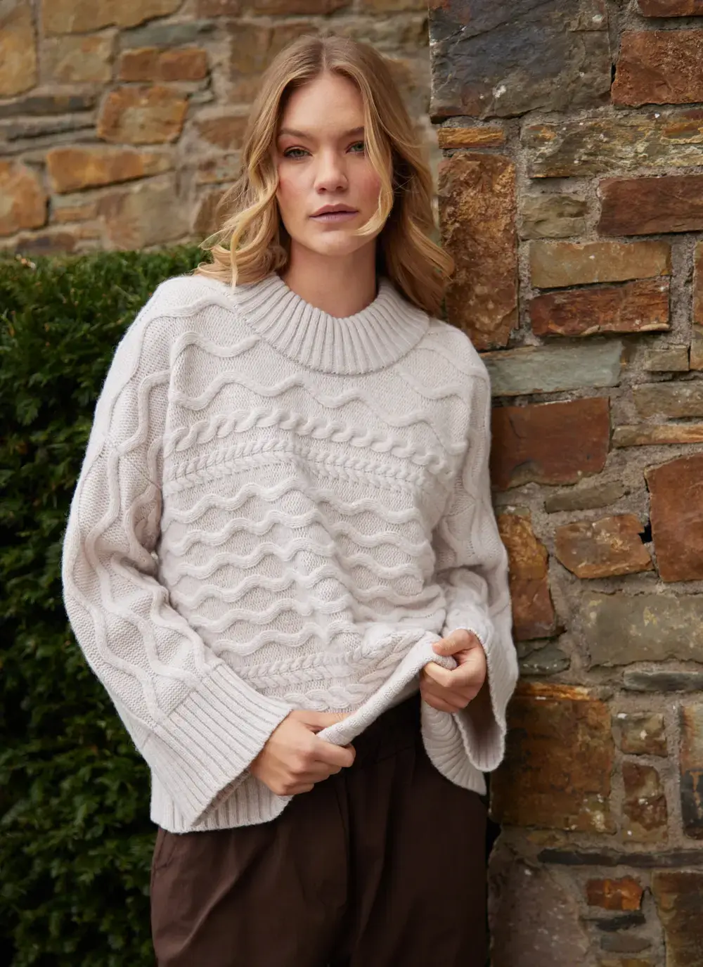 Horizontal Aran Crew Neck 