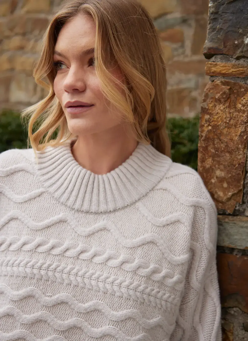 Horizontal Aran Crew Neck 