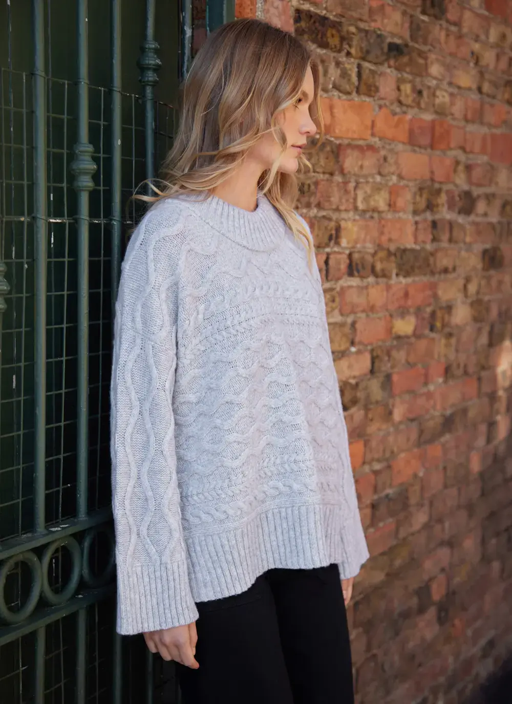 Horizontal Aran Crew Neck 