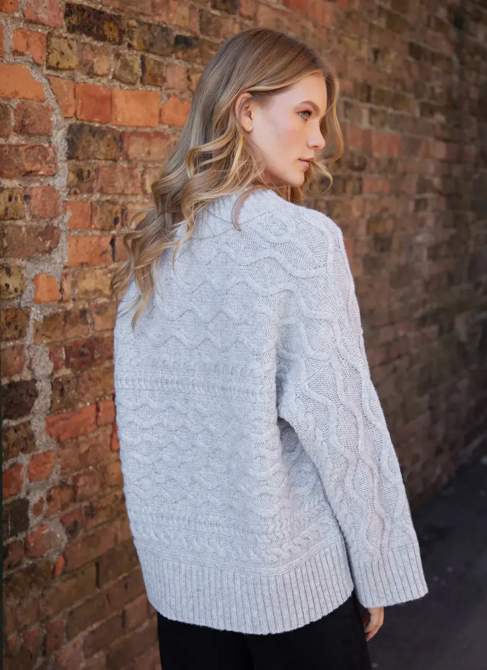 Horizontal Aran Crew Neck 