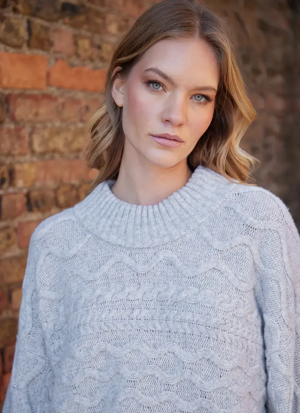 Horizontal Aran Crew Neck 