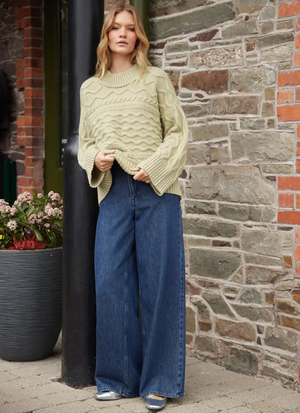 Horizontal Aran Crew Neck 