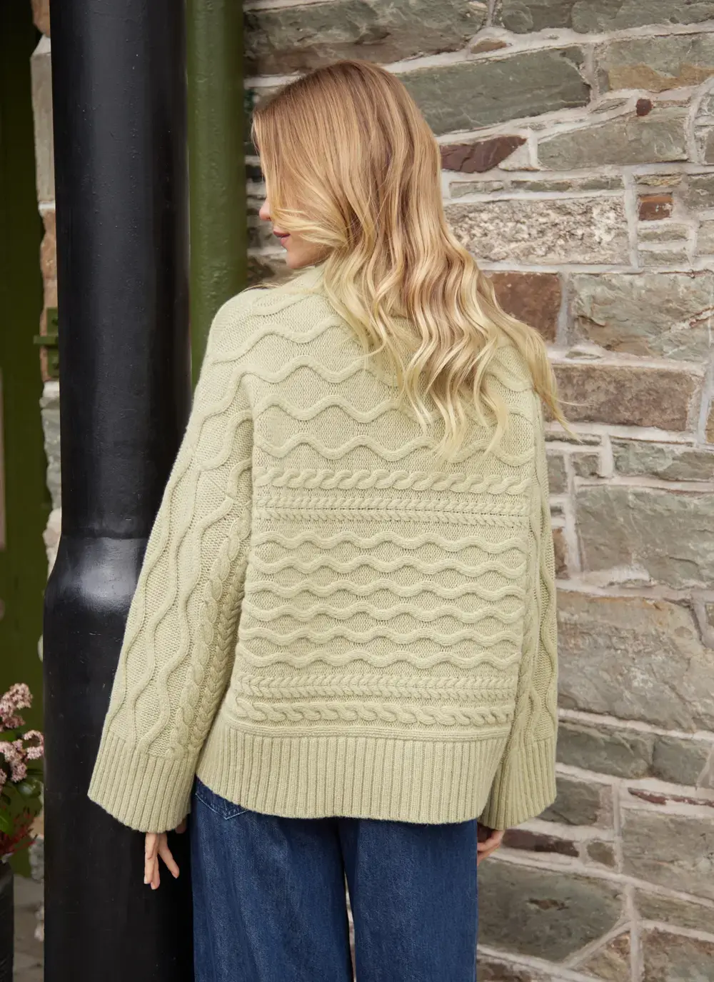 Horizontal Aran Crew Neck 