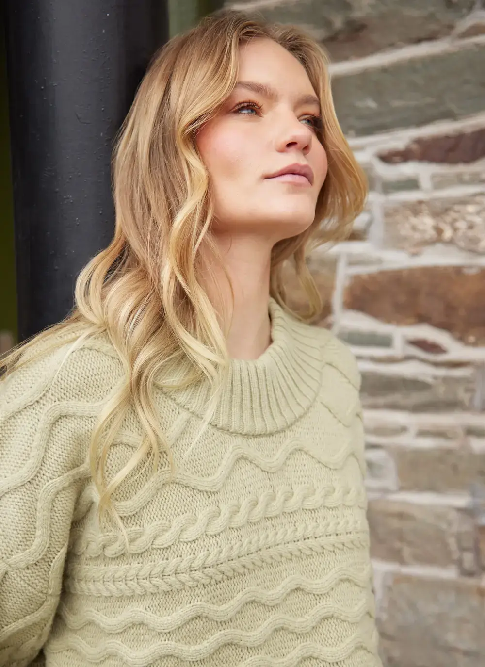 Horizontal Aran Crew Neck 