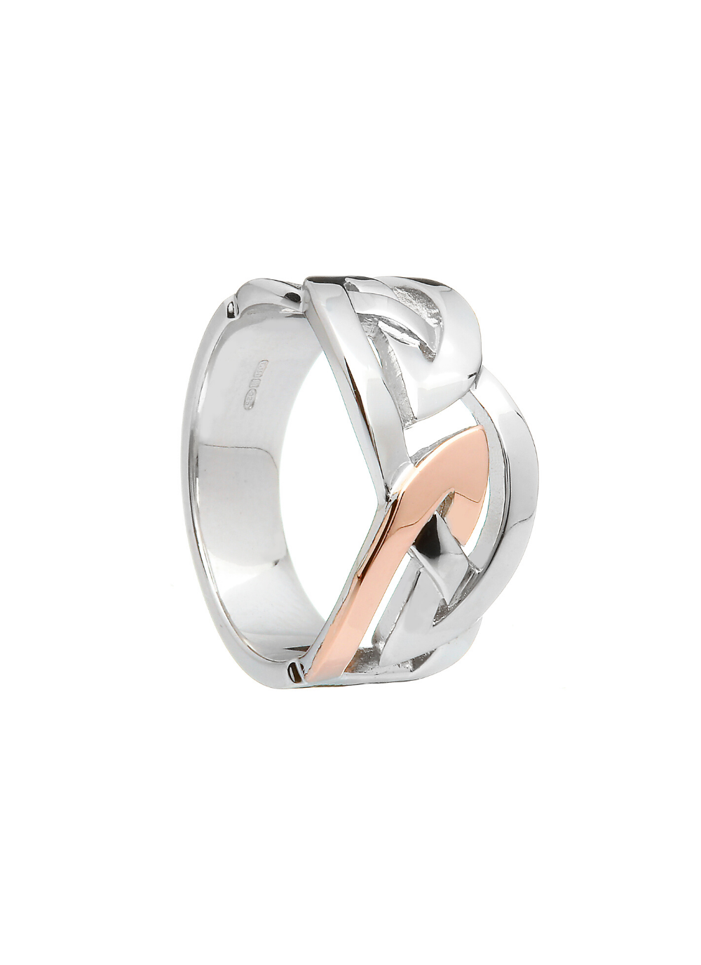 Gents Celtic Design Sterling Silver & Rose Gold Ring
