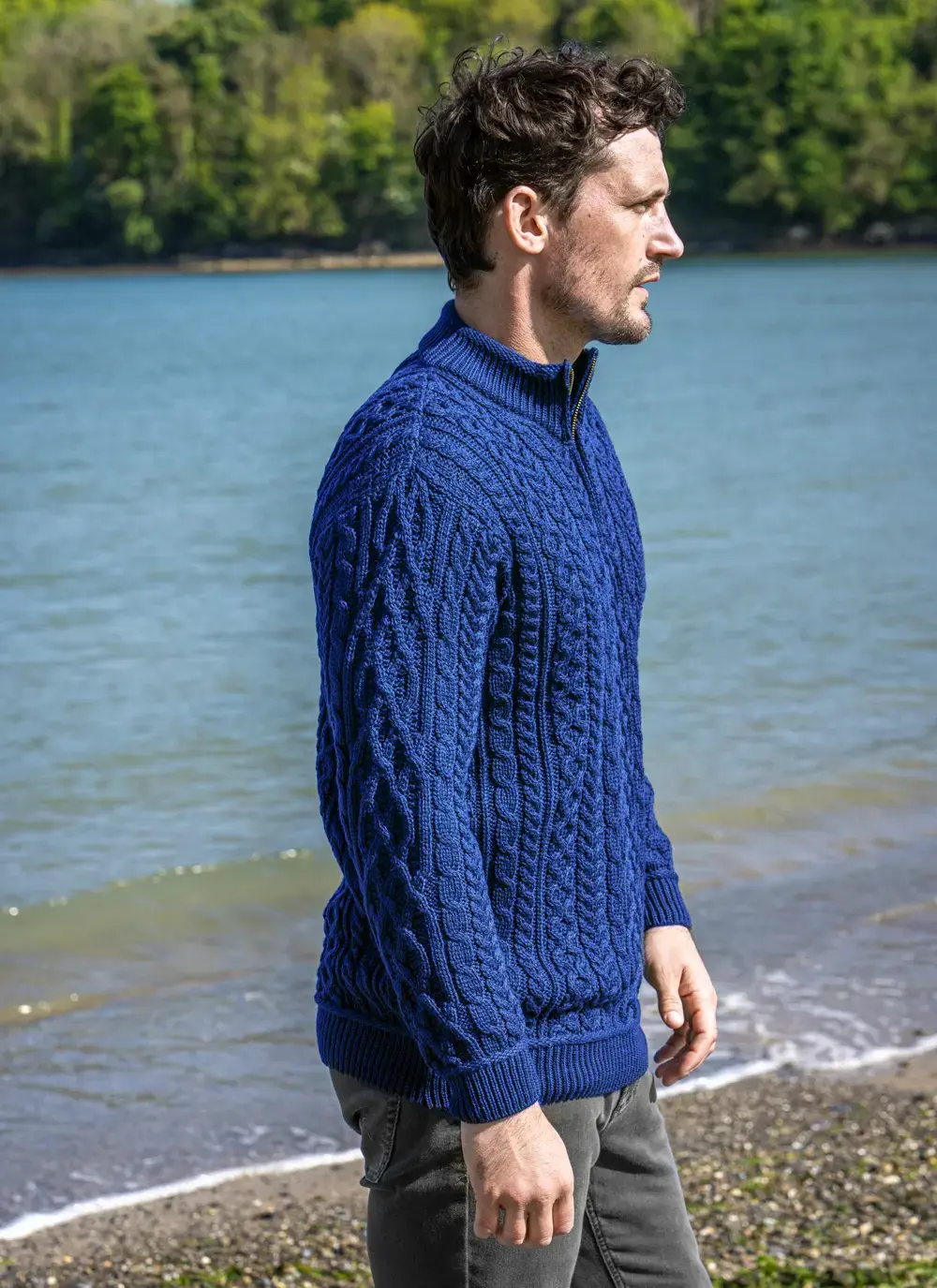 Inisheer Supersoft Wool Half Zip Aran Sweater