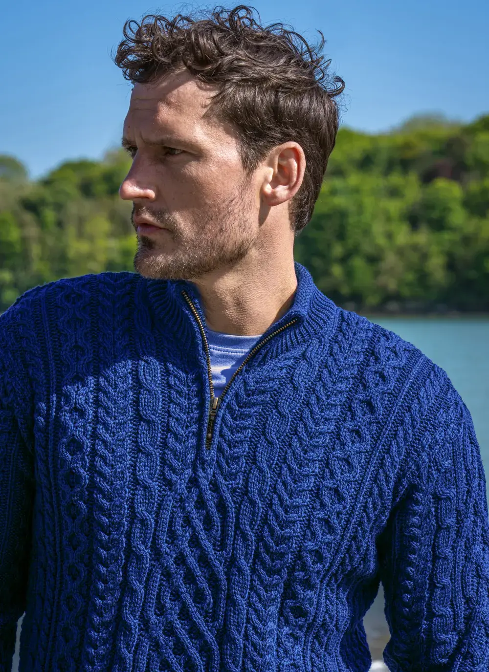 Inisheer Supersoft Wool Half Zip Aran Sweater