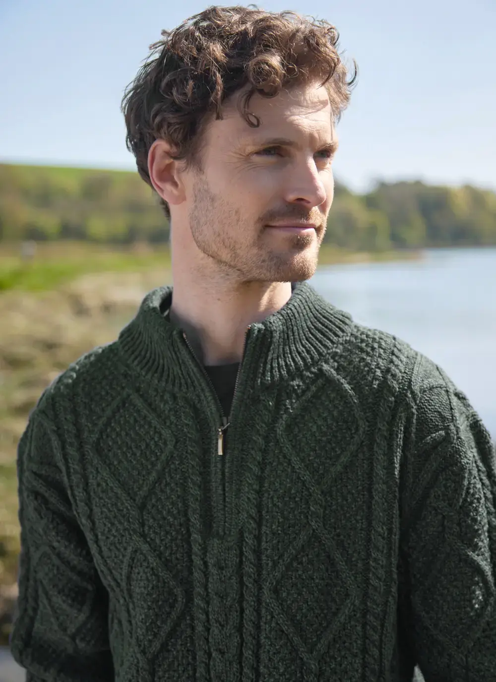 Inishmore Half Zip Aran Sweater