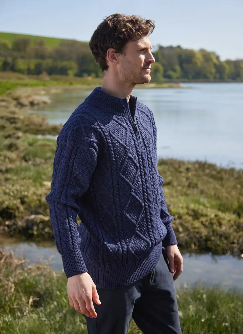 Inishmore Half Zip Aran Sweater