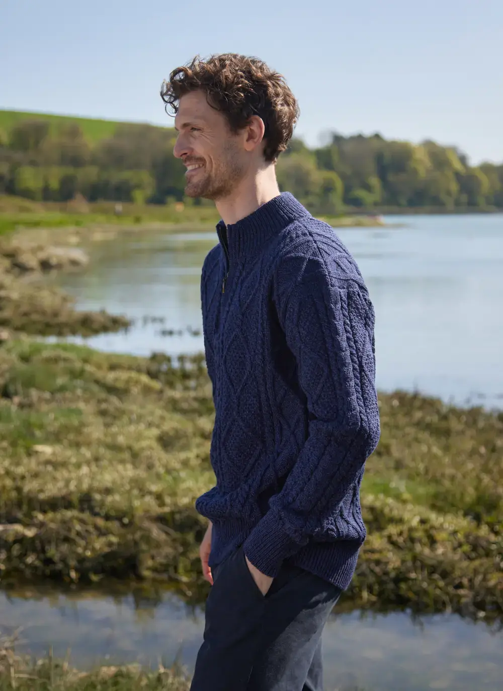 Inishmore Half Zip Aran Sweater