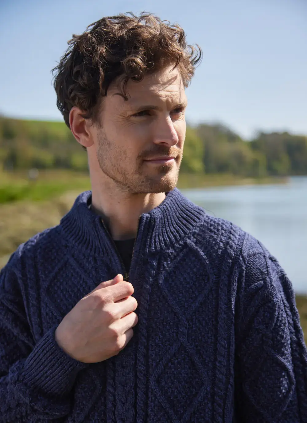 Inishmore Half Zip Aran Sweater