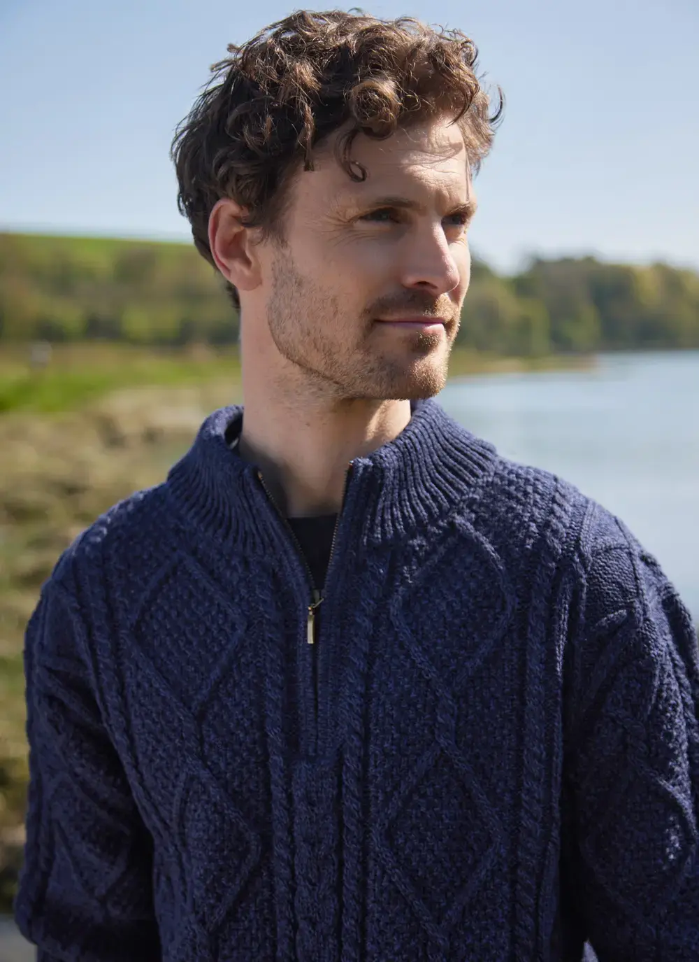 Inishmore Half Zip Aran Sweater